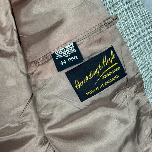 Moores Wool Viscose Blazer Hoyle England Sport Coat Tweed Beige 44R - Picture 7 of 9